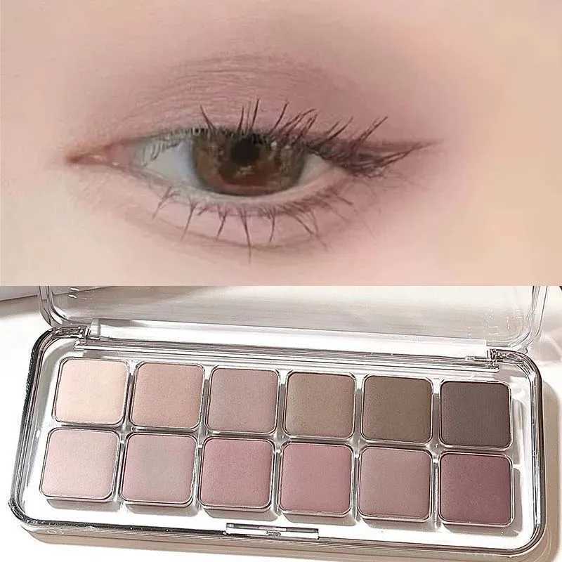 Eye Contour Makeup 12color Eyeshadow Palette Soft Matte Grey Pink Eyeshadow High Pigment Wine Red Brown Eye Shadow for Daily Use H260402