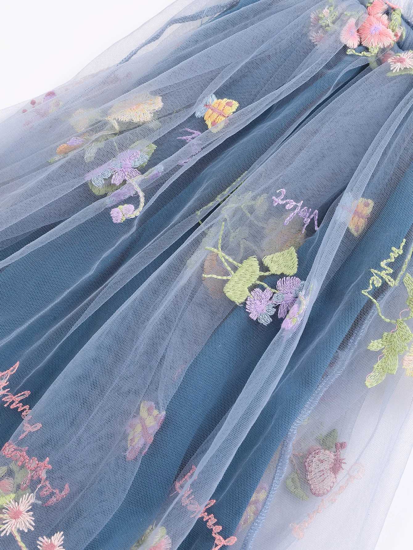 Infant Toddler Baby Girls Tutu Dress Sleeveless Flower Embroidery Tulle Dress Little Girls Princess Dresses with Flower Headband H260402