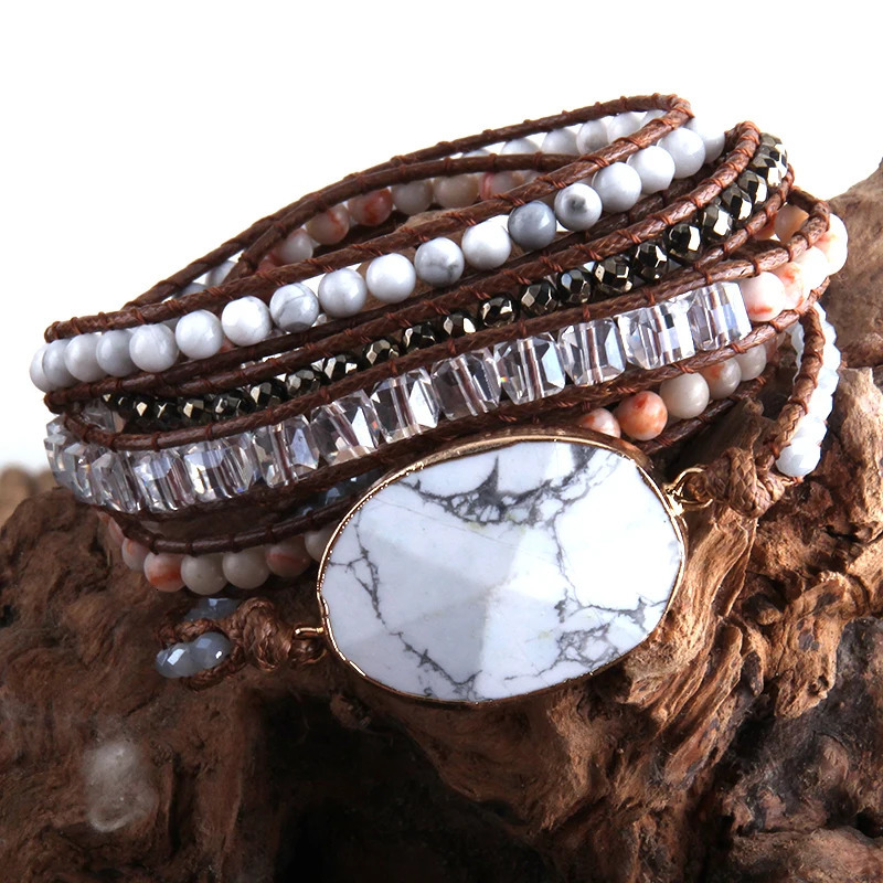Fashion Boho Beaded Bracelet Handmade Mixed Natural Stones Crystal Stone Charm 5 Strands Wrap Bracelets Women Gift 260318BJ - view 5
