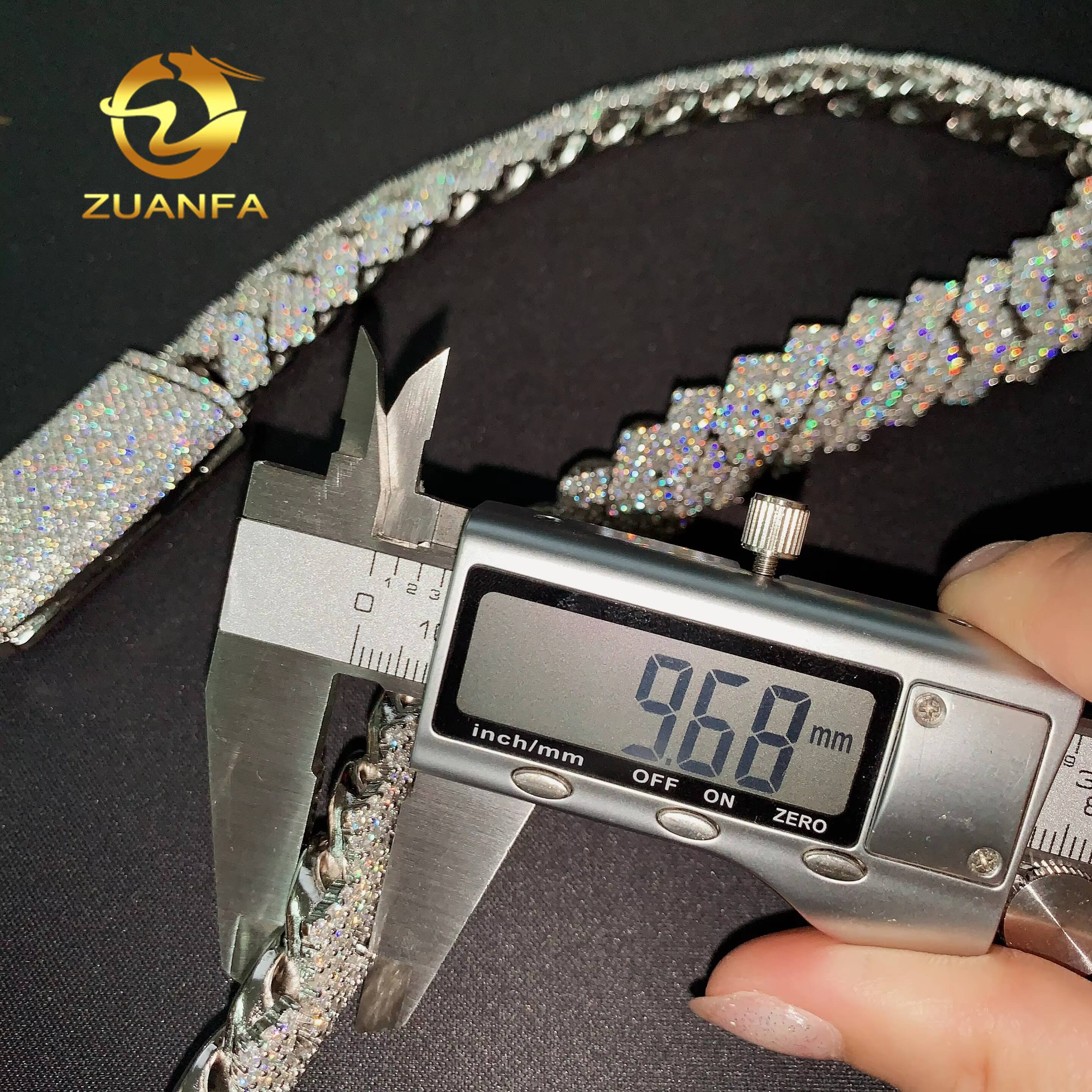 Armor Design Dragon Bone Chunky Heavy Thick 22mm Cuban Links Moissanite Prong Chain Soldier Chain Pass Diamond Tester