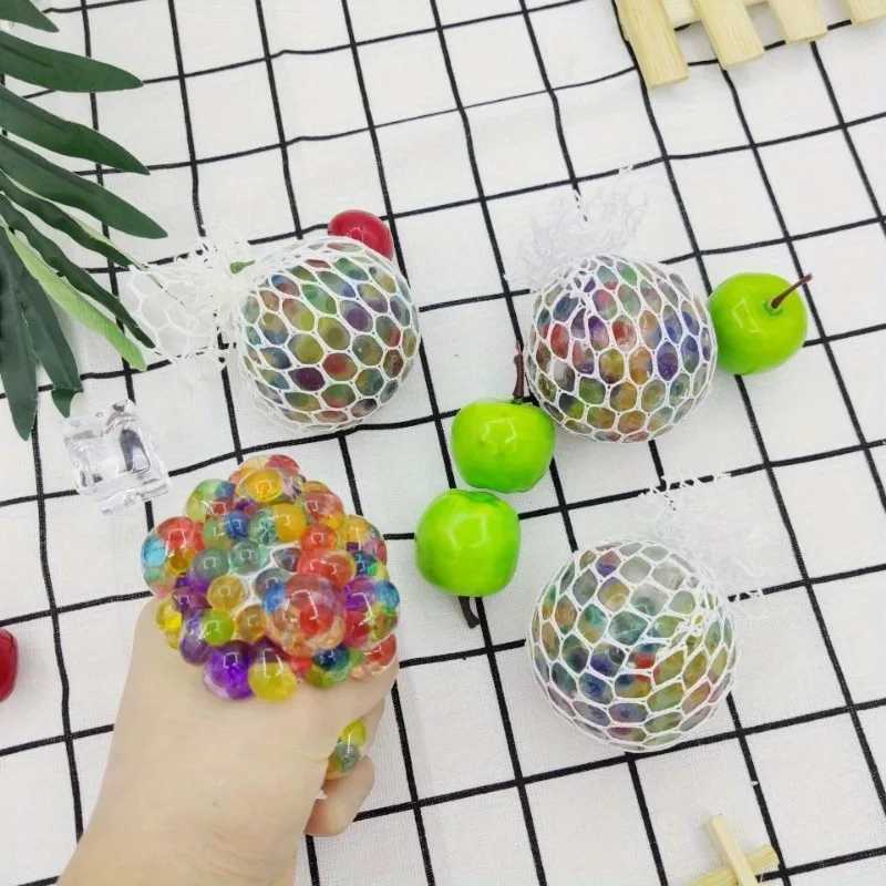 Rainbow Bead Squishy Stress Ball - Fidget Sensory Sticky Toy Stress Relief for Adults Perfect Party Favors Gifts H260402