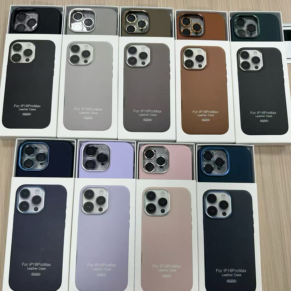 Official PU Leather Magnetic Phone Case Metal Frame Protector with Camera Lens Glass for iPhone 17 Pro 16 Plus 15 14 13