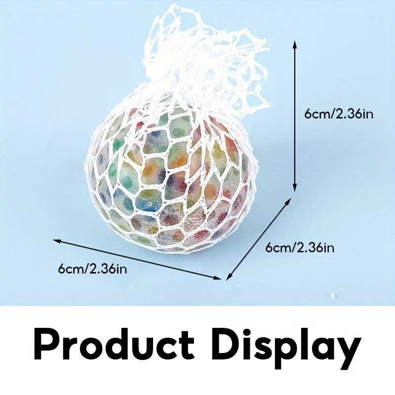 Rainbow Bead Squishy Stress Ball - Fidget Sensory Sticky Toy Stress Relief for Adults Perfect Party Favors Gifts H260402