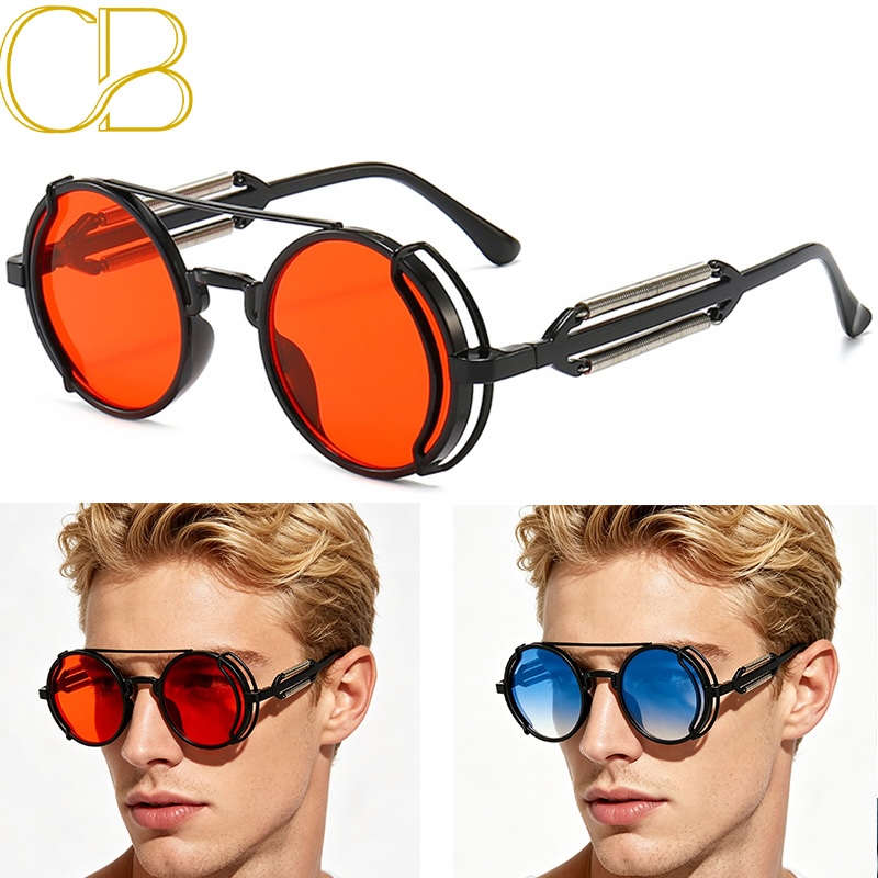 Classic Gothic Steampunk Sunglasses Luxury Brand Designer High Quality Men and Women Retro Round Pc Frame Sunglasses CB Fashion Accessories