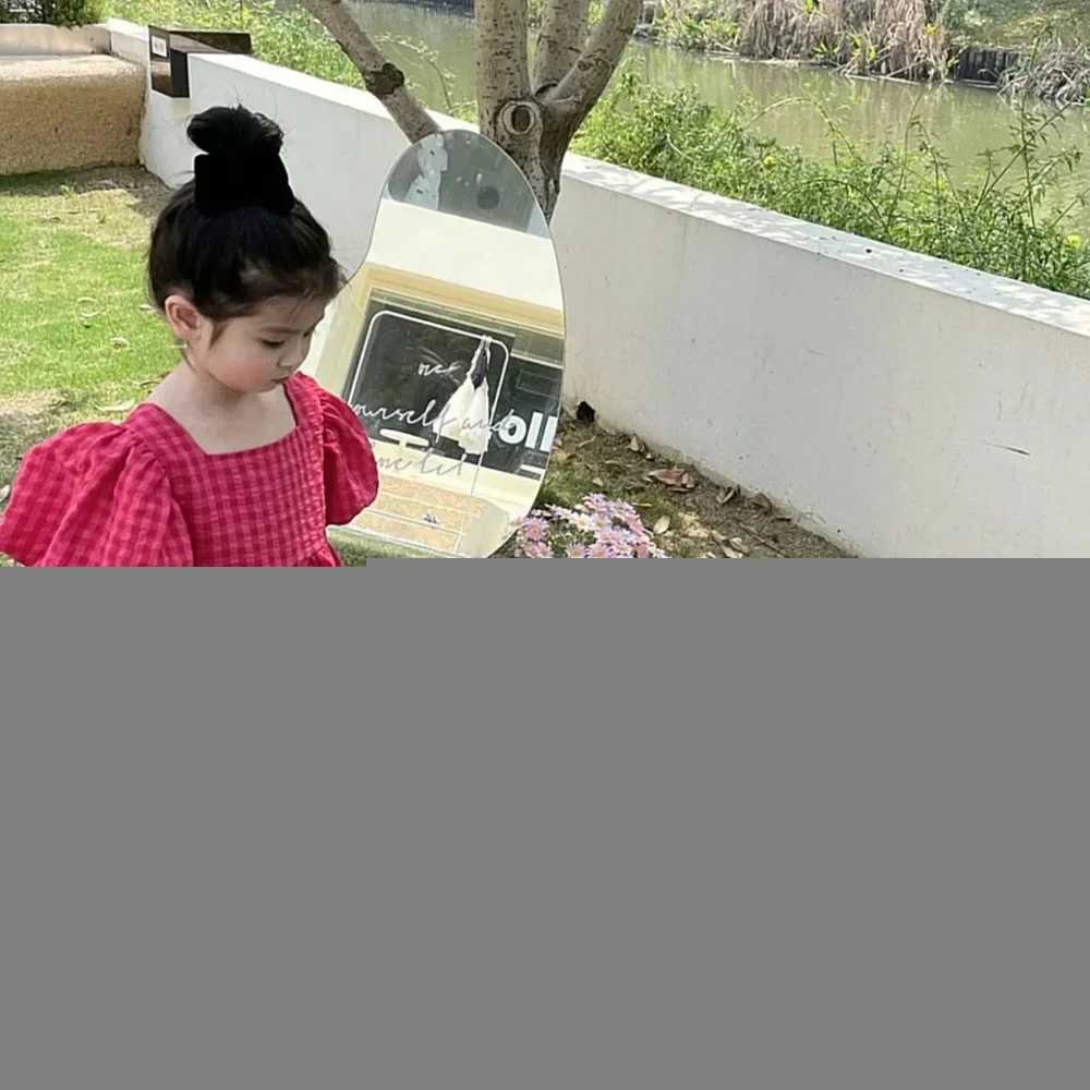 Bear Leader Rose Pink Plaid Bow Dress Elegant Lolita Child Big Girls Midi Dress Children Dresses Teens Party Princess Sundress H260402