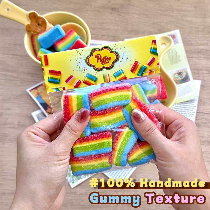 Rainbow Sour Strip Squishy Toy Food-Grade Silicone Soft Slow Rebound Birthday Party New year Gift H260402