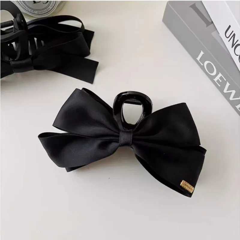 French Elegant Hair Clip Black Bow Claw Clip Hepburn Style Women Girl Back Of Head Tie Hairpin Fashion Hair Accessories H260402