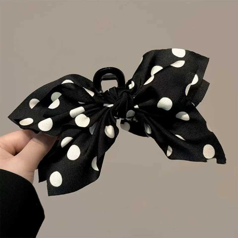 French Elegant Hair Claw Crabs For Women Polka Dot Fashion Bow Hair Clip Retro Head Shark Clip Luxury Hair Accessories H260402