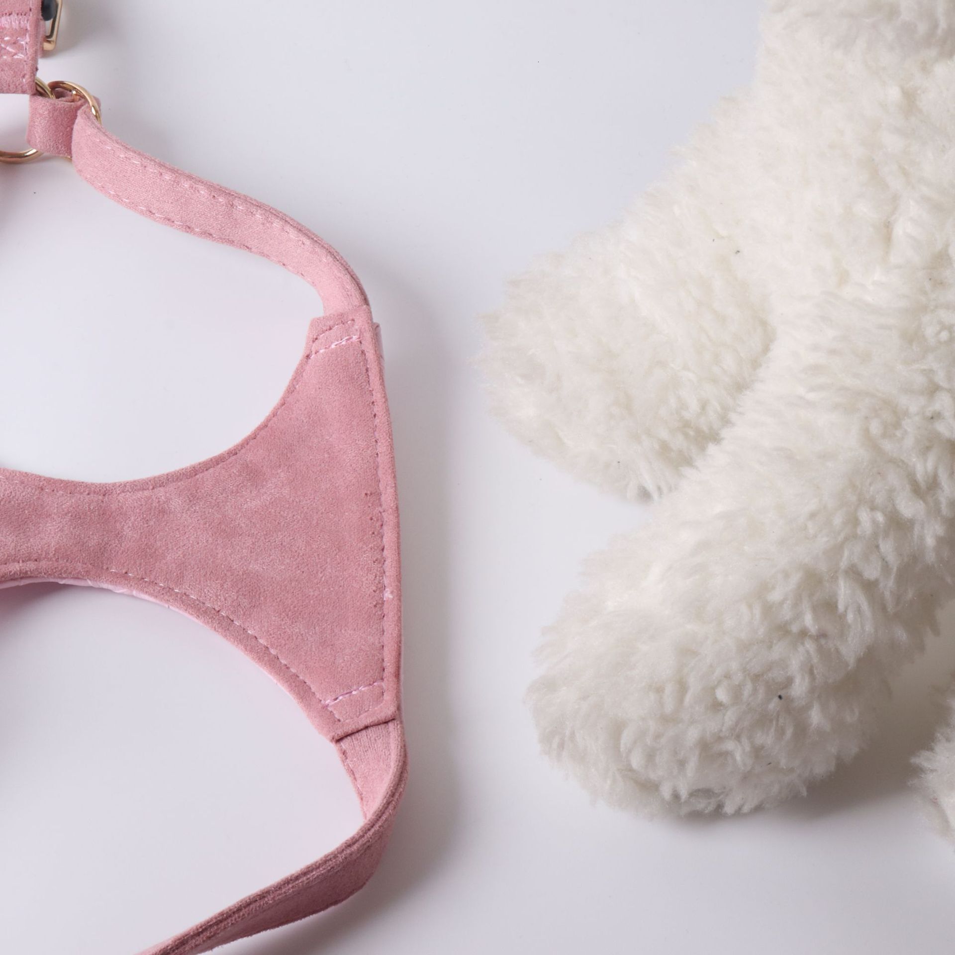 Pet Harness Set New Braided Leather Pu Quilted Pattern Chest Vest With Red Cherry Decor Double Hook Leash For Dogs