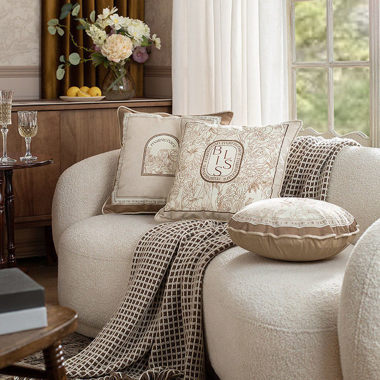 Pillowcase Cushion Cover Velvet Cream Ins Style Soft For Living Room Sofa Bedroom Headboard Home Pillow