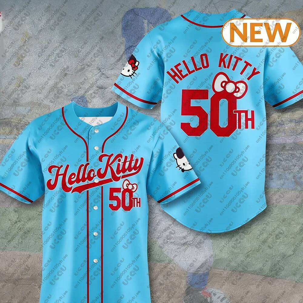Designer Men Kids Girls Women Clothes Male Male Sportswear Breathable Hello Kitty Baseball Jersey Tee Teenager Top Gift 50 Summer Y2k Luxury Goods