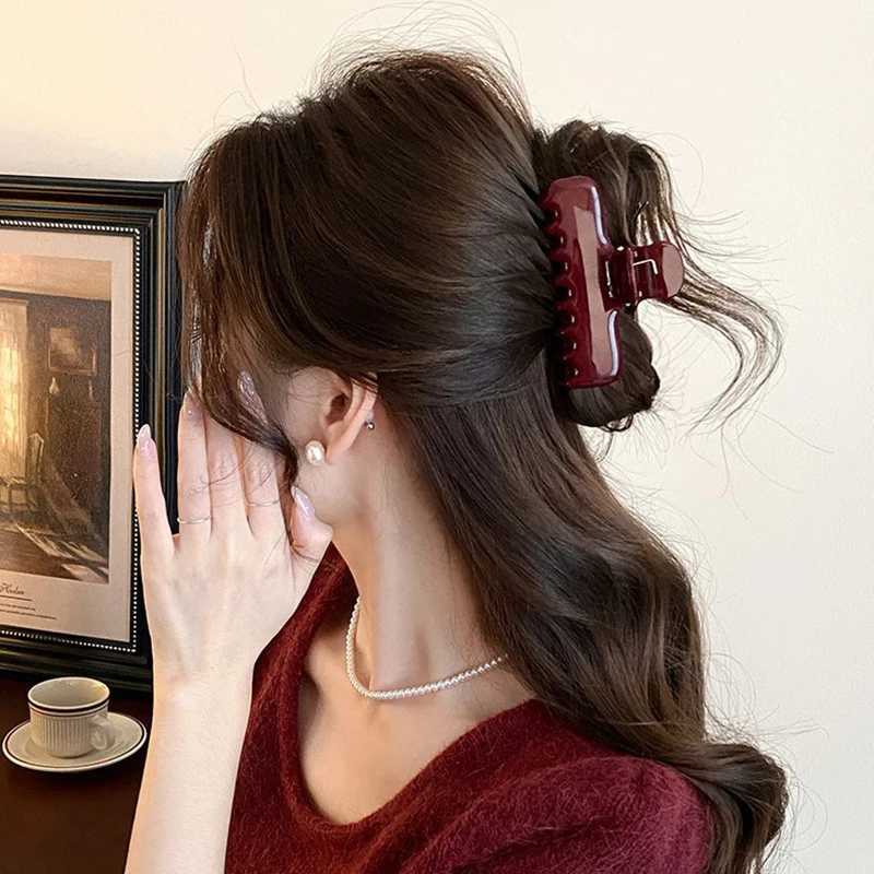 High-Quality Acetate Rectangular Hair Clip 2026 New Style Large Size Thick Hair At The Back of The Head Elegant Shark Clip H260402