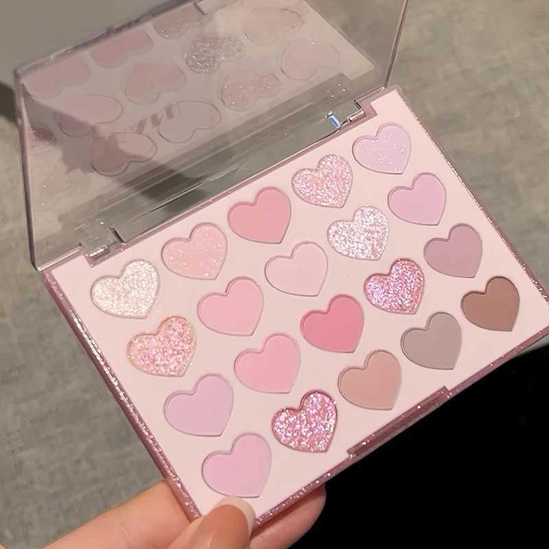 Sweet Pink 20 Color Heart Shaped Eyeshadow Plate Pearl Glitter Purple Eyeshadow Pink Blusher Naturally Brightens Korean Makeup H260402
