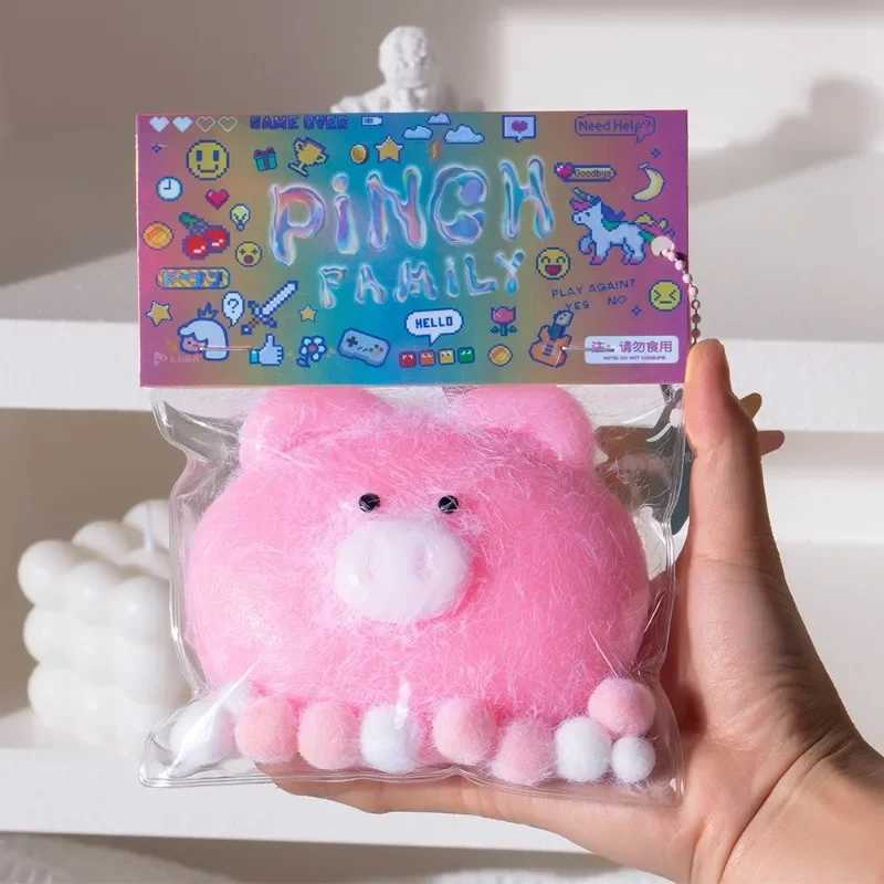 Cute Cat Paw Fur Stress Relief Squishy Toys for Kids Soft Abreact Relief Relax Sticky Decompressing Pinching Pig Children Gifts H260402