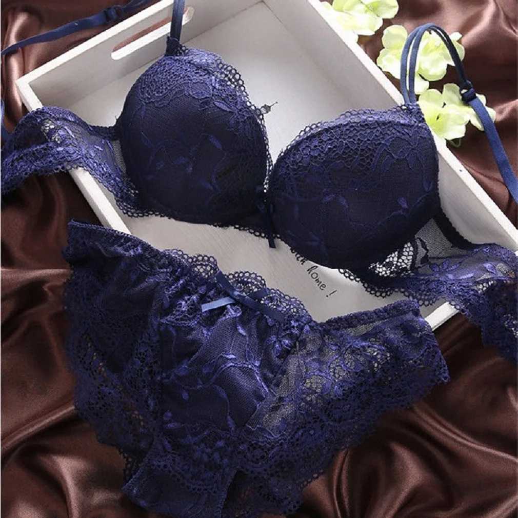HIRIGIN Newest Womens Push Up Embroidery Lace Floral Bra Sets Panties Underwear 5 Colors Z260402