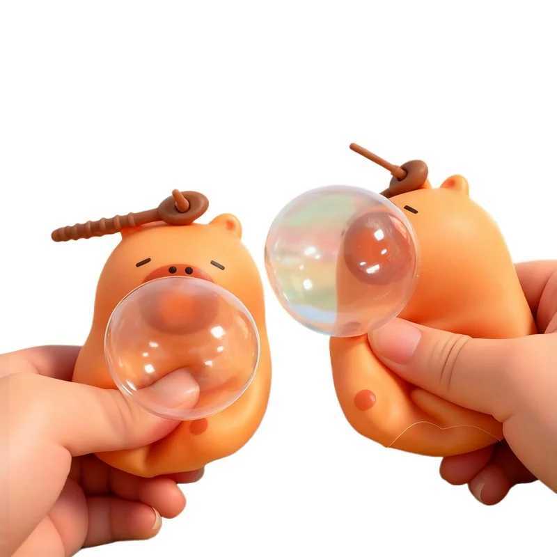 1PC Creative Capybara Doll Spit Bubble Fidget Decompression pinch toy Relieve Stress Children Fun Squeeze Interactive Toys Gift H260402