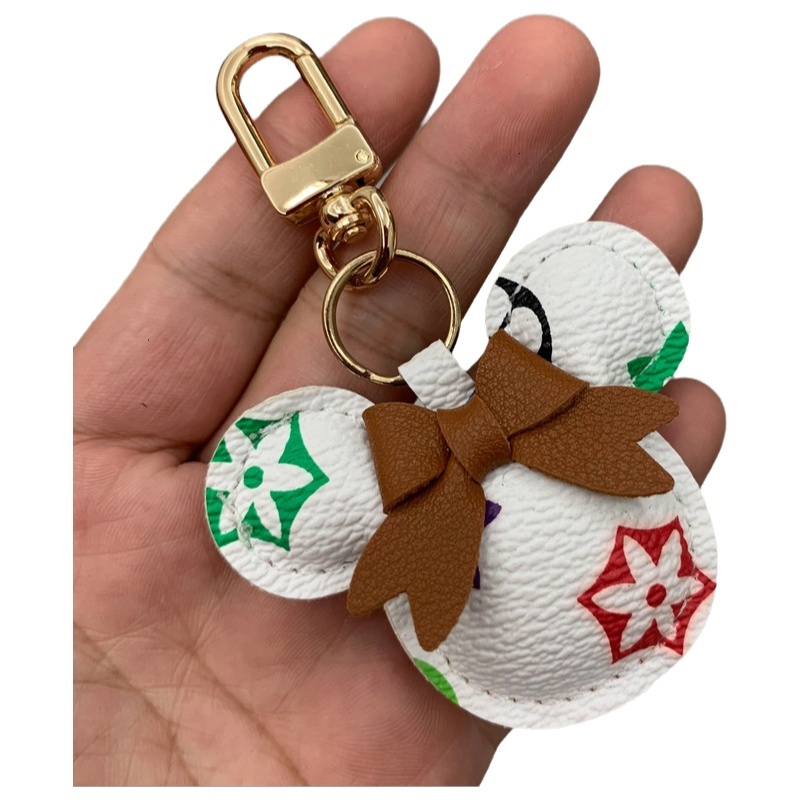 Mouse Shaped PU Leather Keychain Floral Decor Animal Pendant Keyring for Car Bag Fashion Accessory Gift for Men Women Gift - view 9