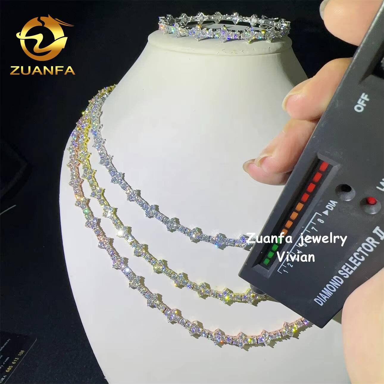 925 Sterling Silver Hip Hop Pass Diamond Tester Fashion 3mm Cross Moissanite Tennis Chain Necklace