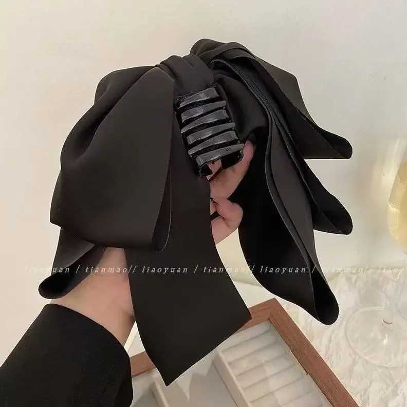 Hot Korean Big Size Bow Hair Clip Claw Clamp Women High Ponytail Barrettes Headwear Girls Women Hair Accessories H260402