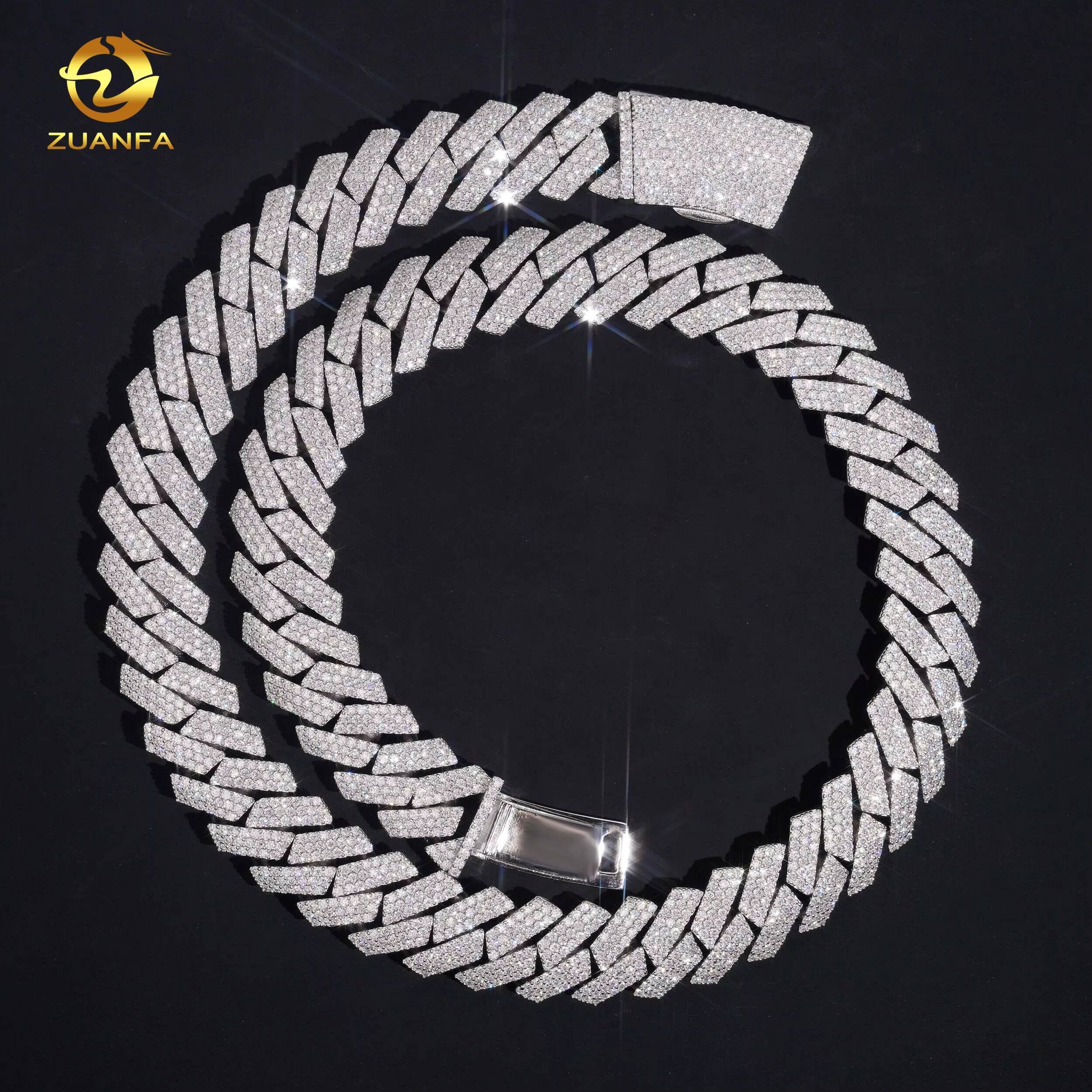 15mm Moissanite Bracelets Safe Clasp Hip Hop Jewelry 925 Silver VVS Moissanite Iced Out Diamond Miami Cuban Link Chain Necklace