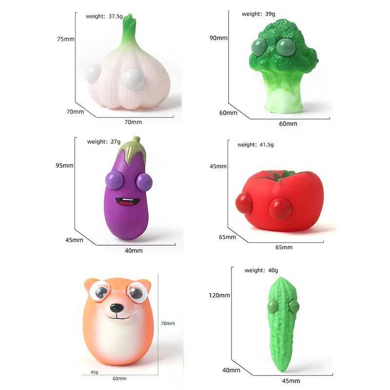 Novelty Stress Relief Toys with Pop Out Eyes Vegetables Kneading Slow Rebound Silicone Toys Autism ADHD Kawai Cute Squeeze Toys H260402