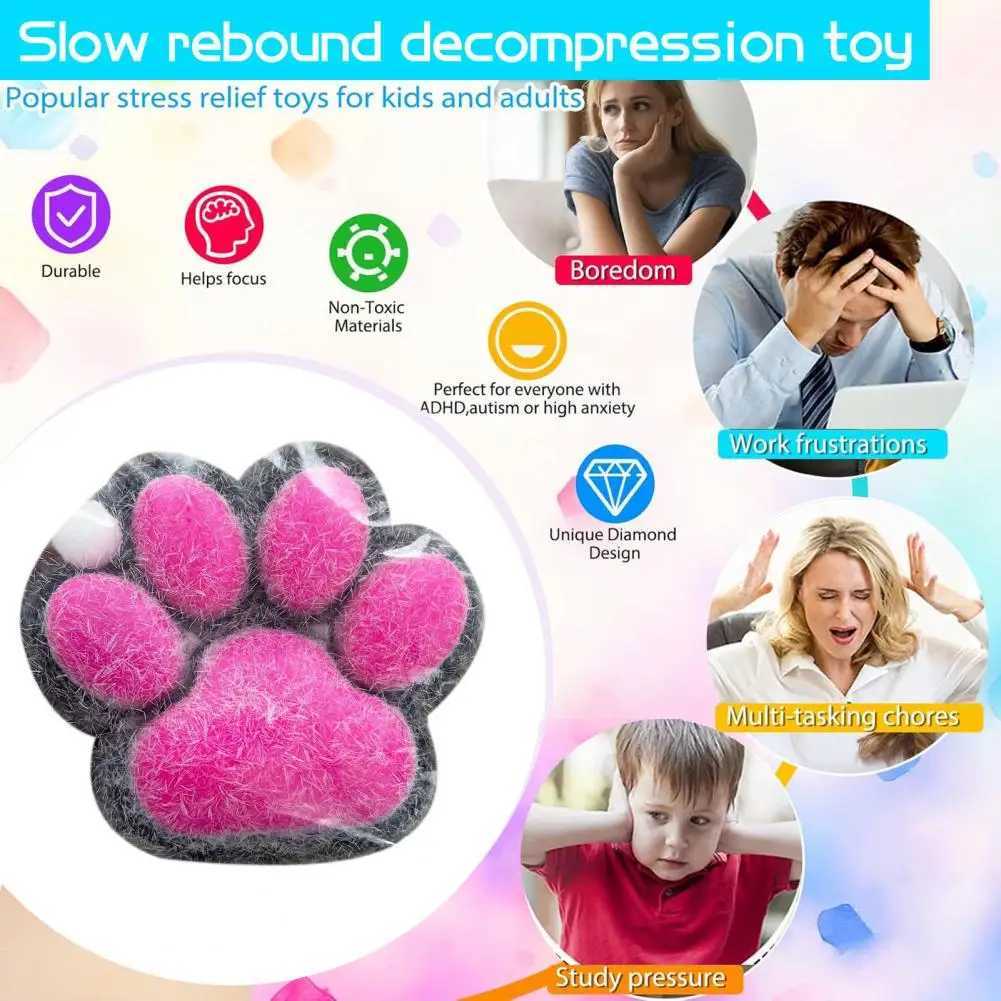 Cat Paw Fidget Toy Colorful Cat Paw Squeeze Toy for Stress Relief Anxiety Soft Tpr Fidget Toy for Kids Teens Adults Portable Pet H260402