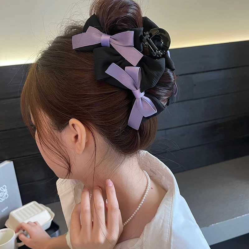 Girls New Claw Clips Korean Version Sweet Style French Style Bow Hair Clips Womens Claw Clips Large Shark Clip Kawaii Headwear H260402