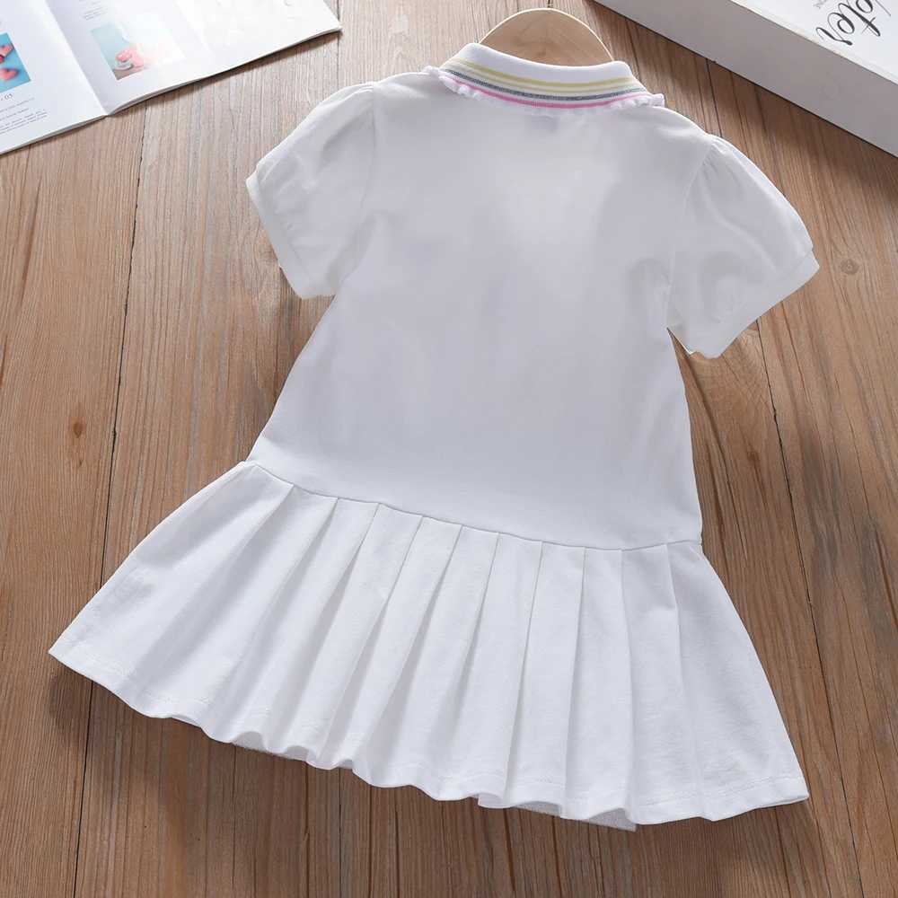 Toddler Girls Dress Ages 2-6 Yellow Collared Summer Cotton Clothes for Children Cute Casual Outfit H260402