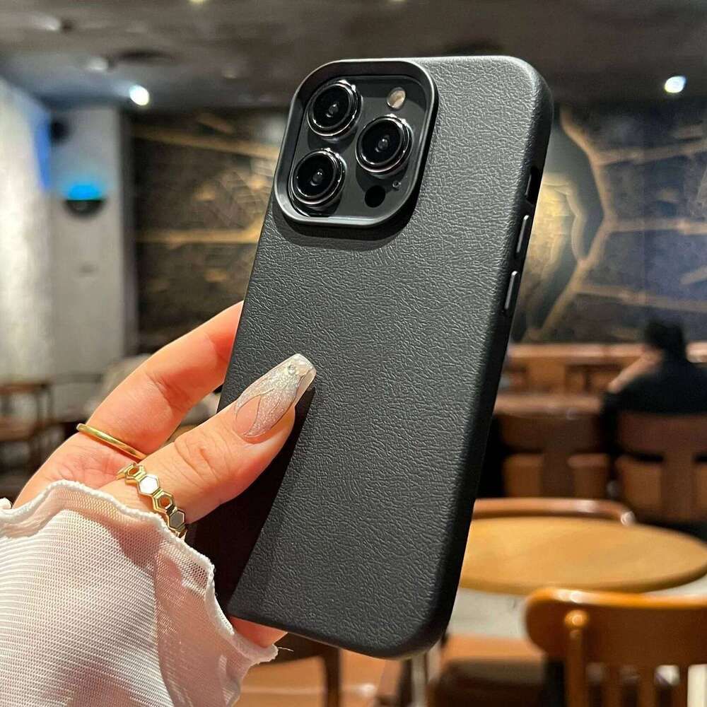 Silicone Litchi Lines Leather Phone Case For Iphone 16 15 14 13 12 11 Pro X XS XR Max Plus Soft Shockproof Full Cover