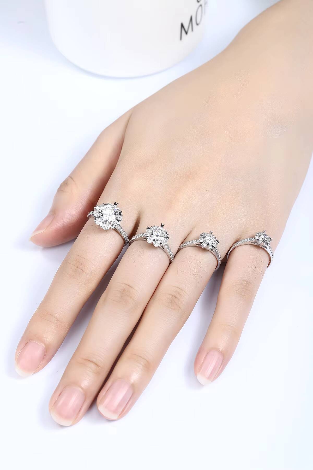 Anster Luxury Ladies Radiant Cut Laboratory Cultivation Diamond Pave Eternity Wedding Band Rings Anniversary Ring
