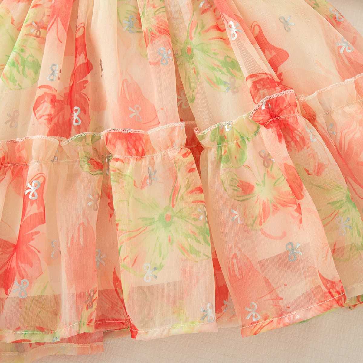 Summer New Petal Butterfly Wing Baby Girl Dress Colorful Flower ChildrenS Clothing For Babies Aged 9 Months To 4 Years Old H260402