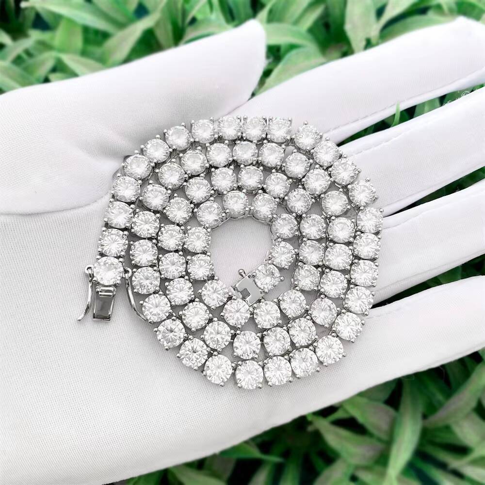 Wholesale 14k 18k Gold Filled Chain Gold Plated Jewelry Moissanite 925 Sterling Silver Necklace 4mm Diamond Tennis Chain