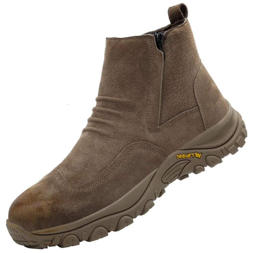 Breathable Leather One-Step Safety Shoes with Steel Toe Cap Impact Puncture Heatproof Spark-Resistant Welding Protection Durable 260402