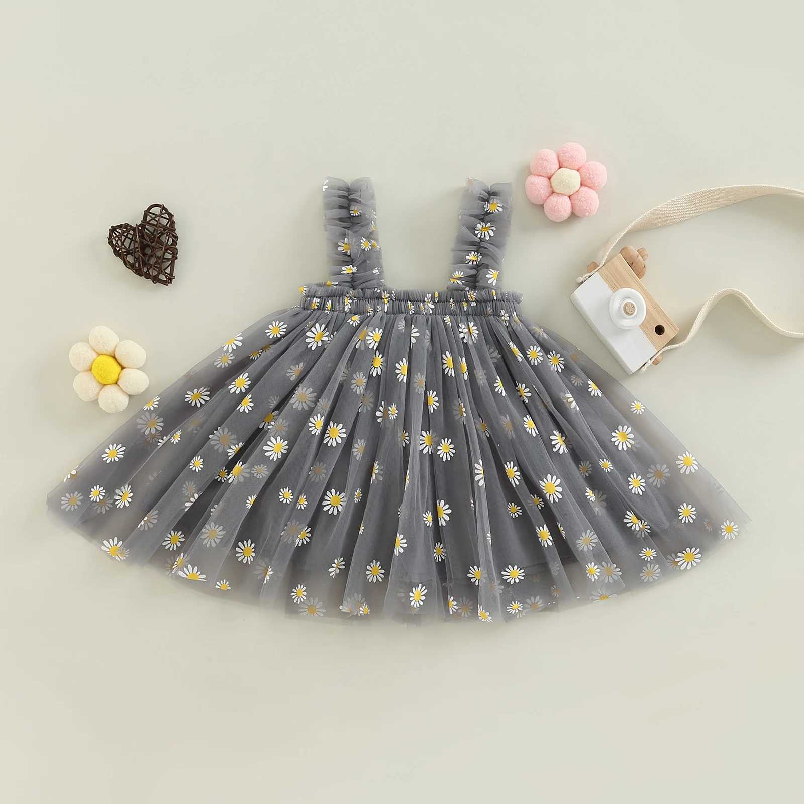 MaBaby 6M-5Y Summer Toddler Kid Baby Girls Tulle Dress Daisy Dresses For Girls Party Beach Holiday Clothing D01 H260402