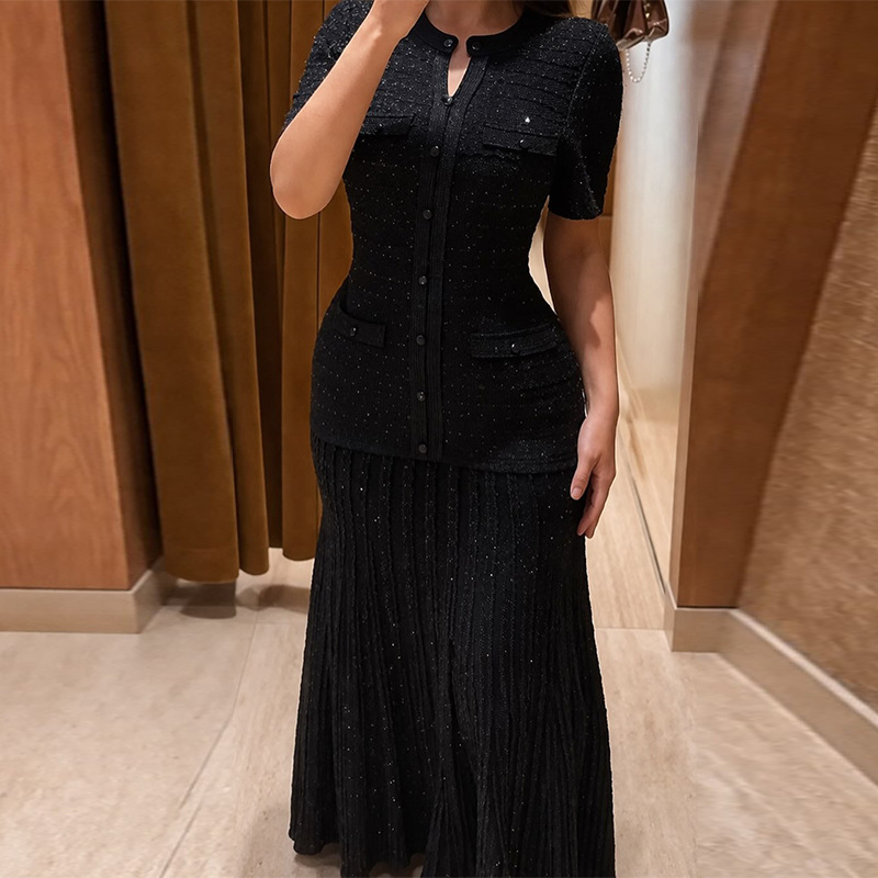 2026 New Fashion Designer Luxury Brand European And American Sexy Women's Fashion Elegant Slim Fit Hollow Short Sleeved Tight Fitting Women'