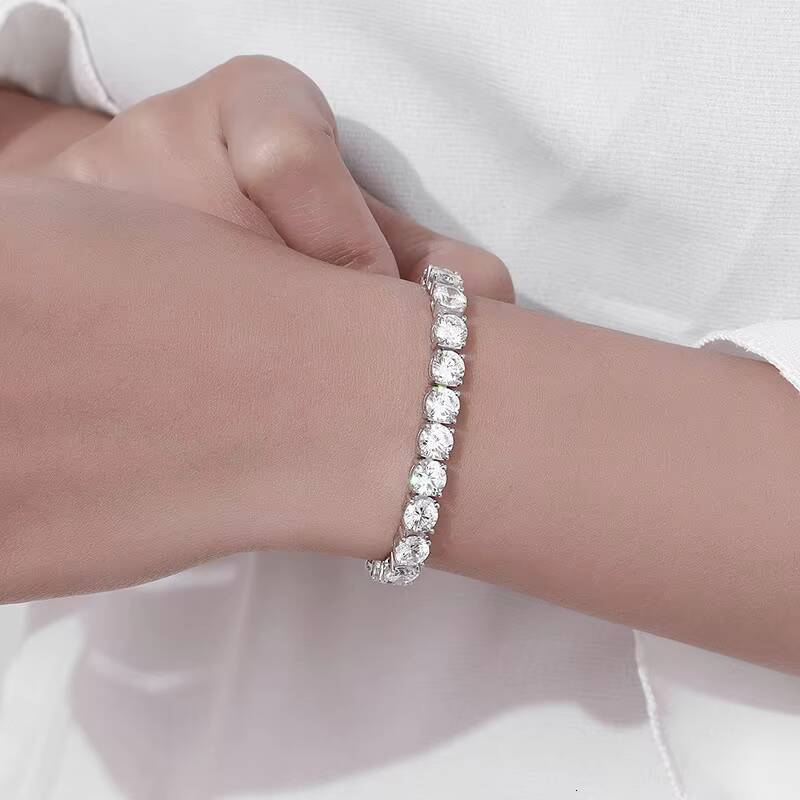 Fine High-end 65mm5A Zircon Bracelet 925 Silver Hip-hop Tennis Chain Fashion Ins Design Full Diamond Bracelet