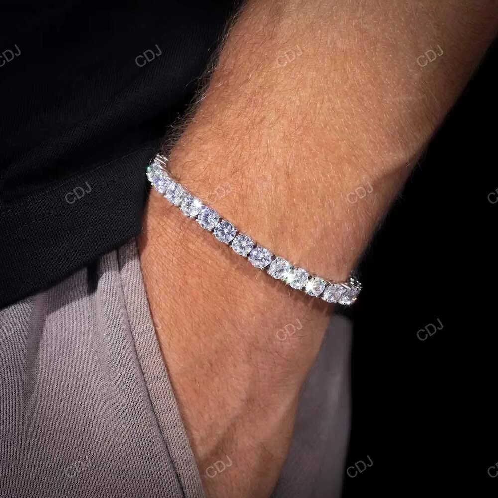 Drop shipping Men Women Popular Moissanite Bracelet 925 Silver 6mm 65 inch Hip Hop Moissanite Tennis Bracelet For Him