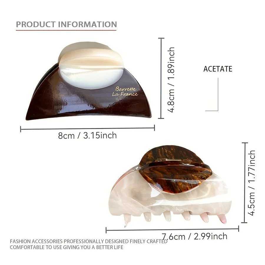 1Pc Elegant Vintage French Hair Clip Two-Tone with Wood Grain Marbled Design Perfect for Casual Daily Dressing Cute Hair Clips H260402