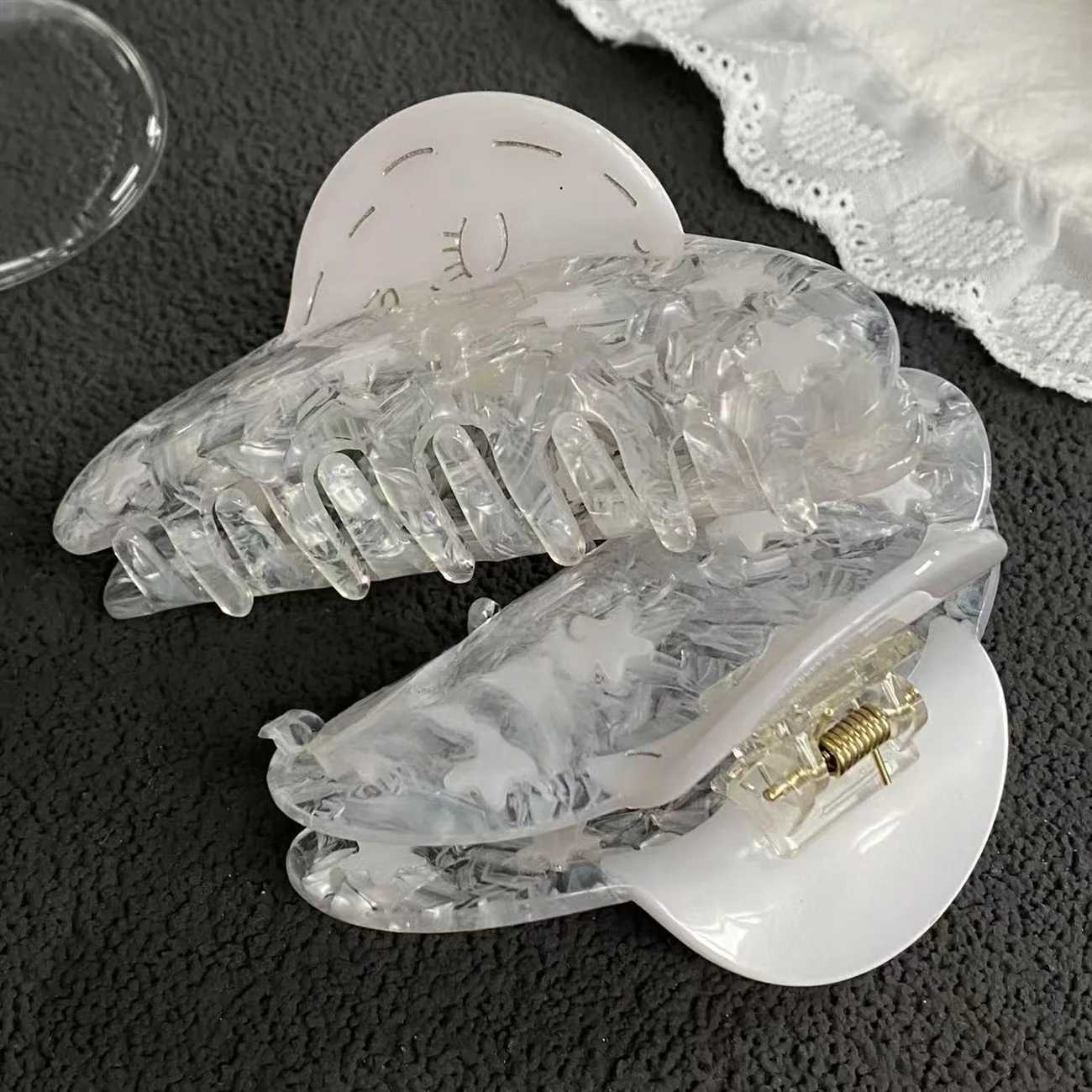 1PC Niche Sunflower Moon and Silvery White Star Acetate Claw Clip High-end and Fashionable Hair Clip for Back-of-the-Head Updo H260402