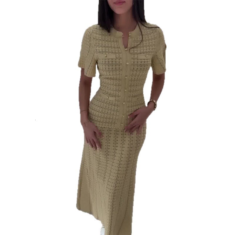 2026 New Fashion Designer Luxury Brand European And American Sexy Women's Fashion Elegant Slim Fit Hollow Short Sleeved Tight Fitting Women'