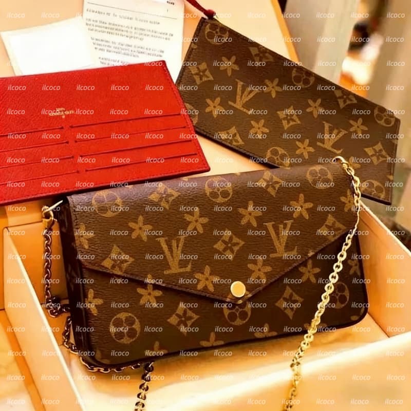19A Top Quality Cross body Tote Envelope Bag 3piece Multi Felicie Pochette Chain Bags Women Men M61276 Messenger Luxury Designer Purse Brown Flower Leather Handbags