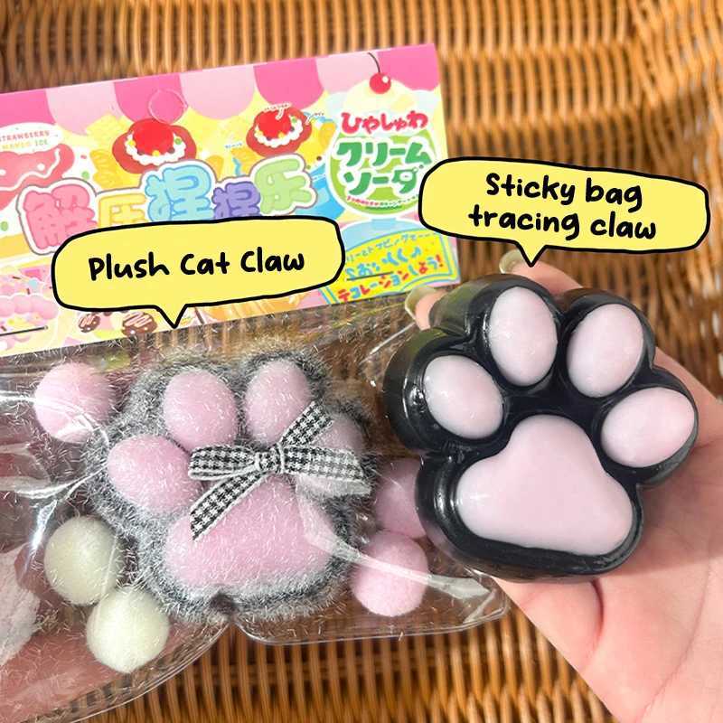 Cat Paw Mochi Taba Squishy Fidget Toy Cute Plush Cat Paw Silicone Slow Rebound Pinch Decompression Toy Stress Release Vent Toy H260402