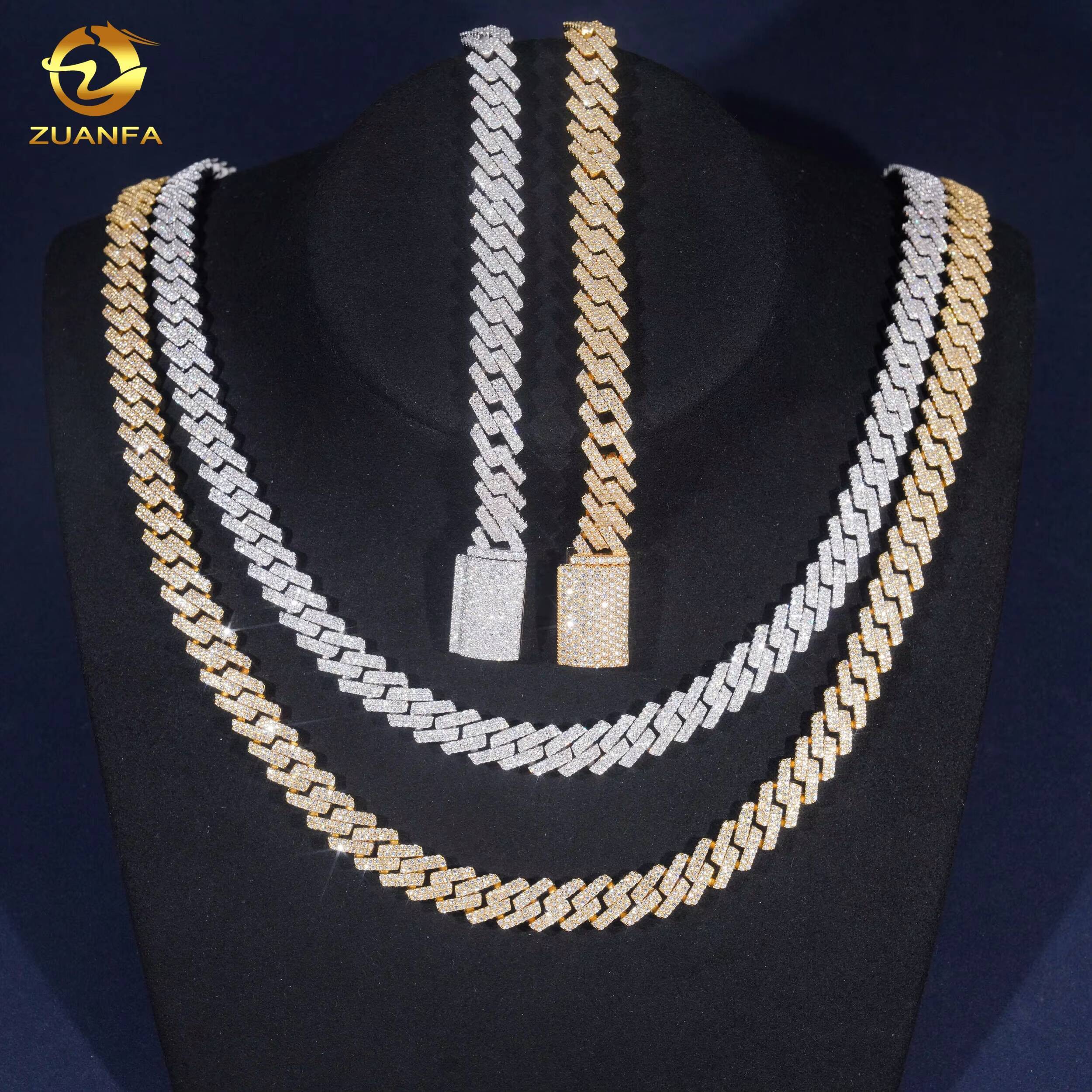 10mm 2 Rows Fashion Chain Necklace Iced Out Diamond Custom Hip Hop Cuban Link Chain Jewelry VVS Moissanite Necklace Bracelet