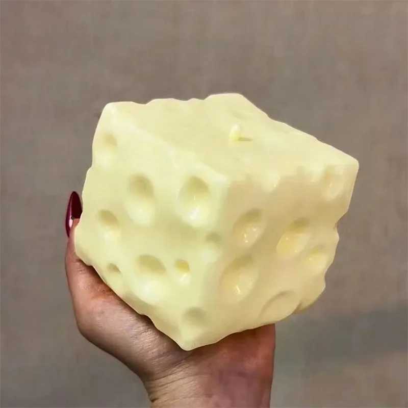Cheese Jumbo Cube Stress Ball Big Cheese Shapeable Squeeze Ball Non-Bounce Fidget Toy ASMR Sensory Anti-Stress Gift H260402