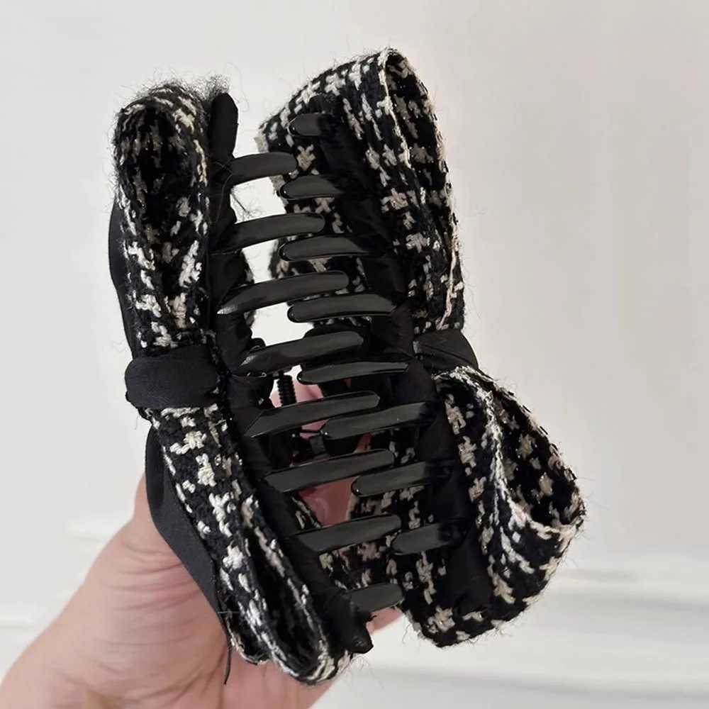1pc Xiaoxiangfeng Qianniao Grid Large Grab Clip Bow Shaped Hair Clip High-end Feeling Light Luxury Style Back Of The Head H260402