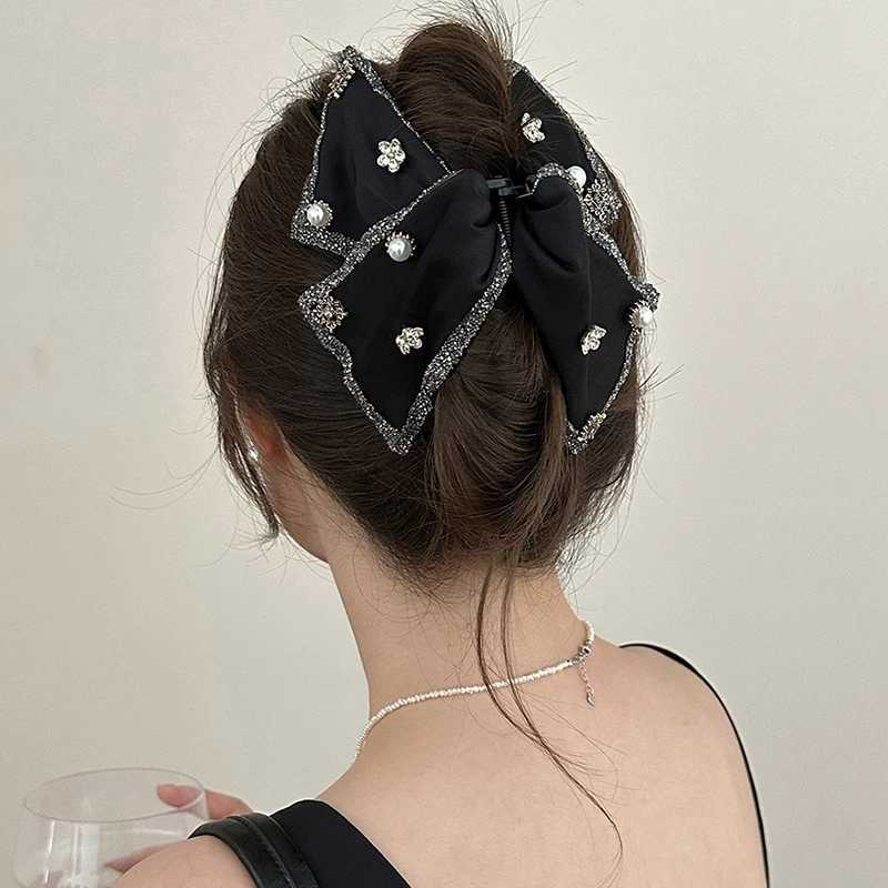 Elegant Rhinestones Pearls Big Bow Hair Claw For Women Girls Sweet Hair Ornament Hair Clips Hairpins Fashion Hair Accessories H260402