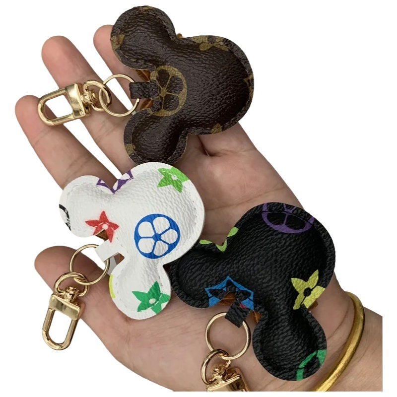 Mouse Shaped PU Leather Keychain Floral Decor Animal Pendant Keyring for Car Bag Fashion Accessory Gift for Men Women Gift - view 5