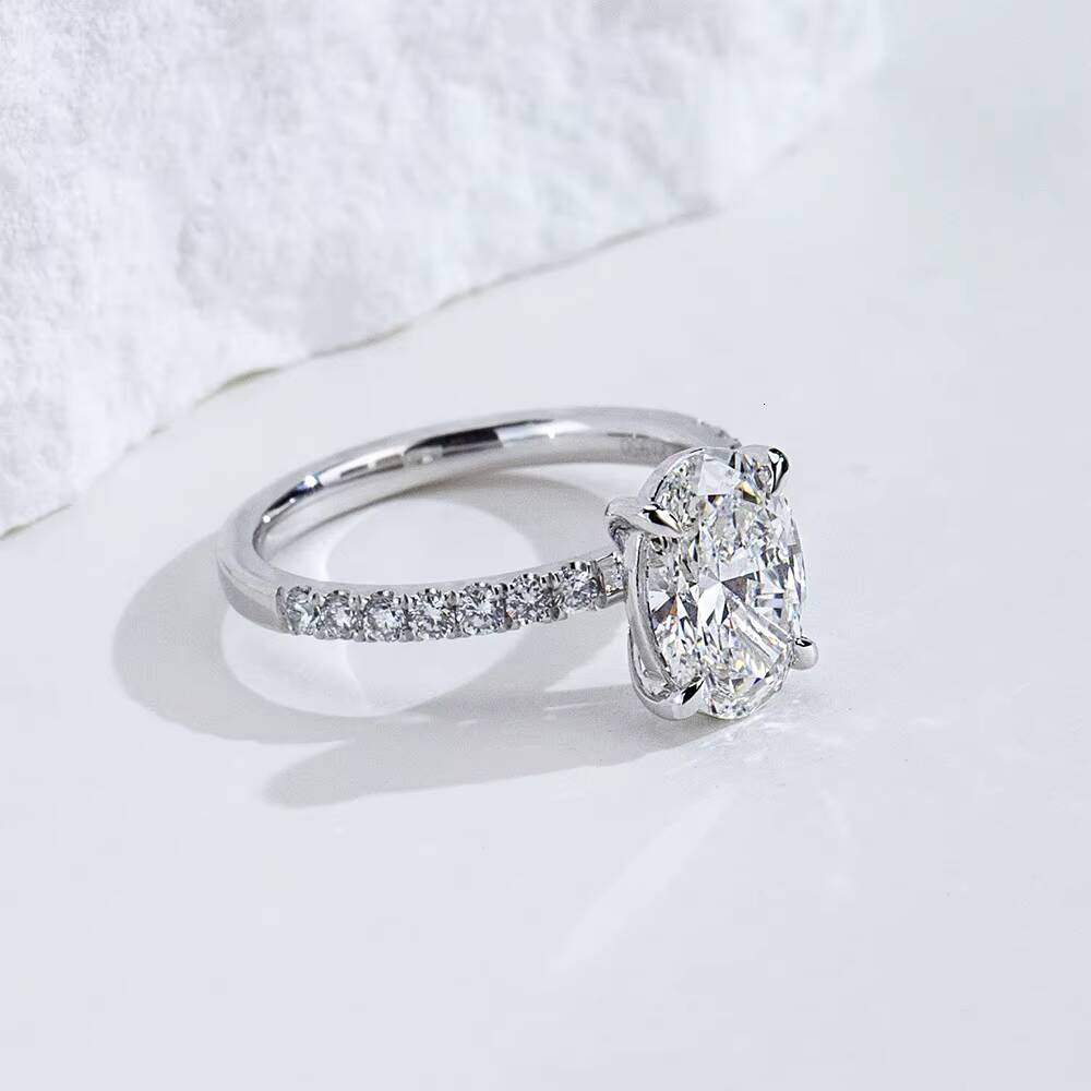 For Jewelry MSR-2050 18K Solid Gold Synthetic Lab Grown Oval Cut Diamond IGI Certified Luxury Ring for Women