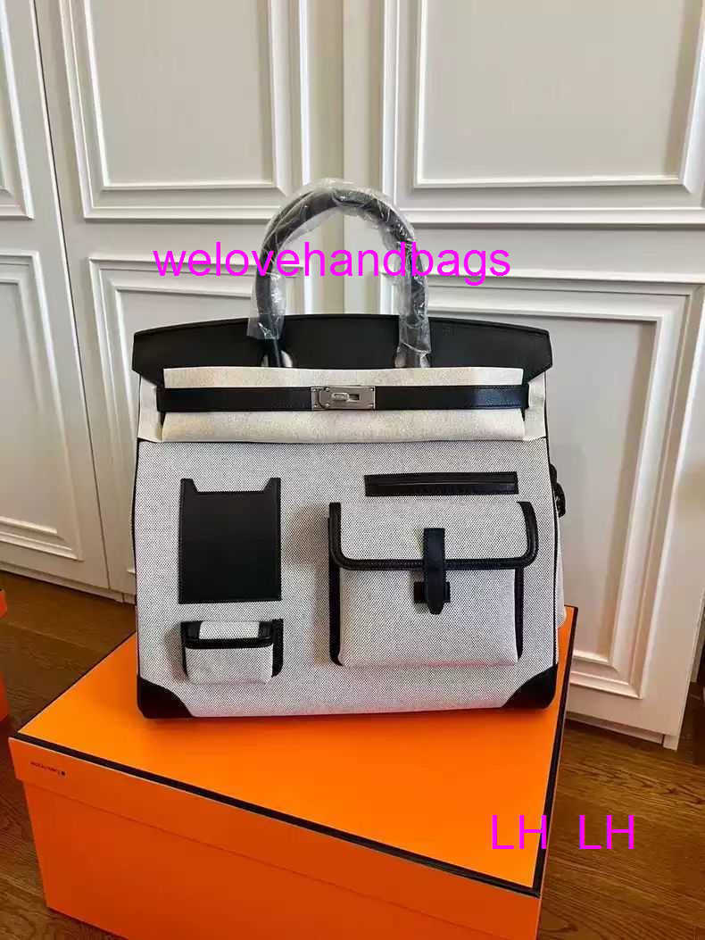 Genuine Leather Designer Bags 40cm Cargo Men Big Bag Pure Handmade Canvas Stitching Limited Special Color Handly26