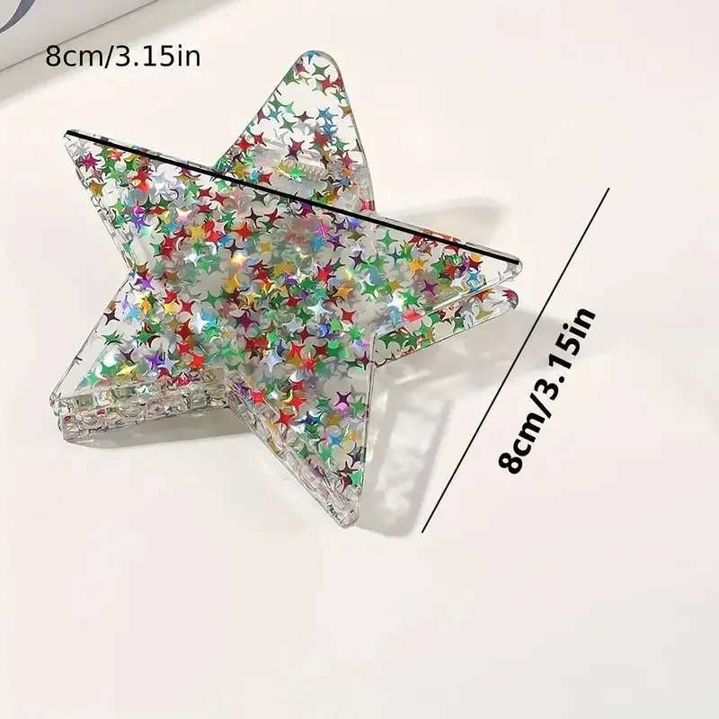 1 Pcs Womens Hair Clips Shiny Sequins Sparkling Stars Sweet Candy Colored Hair Grab Fashionable Versatile Hair Accessories Girl H260402